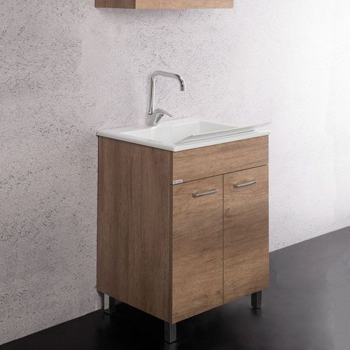 Mobile lavabo da appoggio - ZEUS UNIKA - LMC srl - impiallacciato in legno / contemporaneo / con armadietto integrato