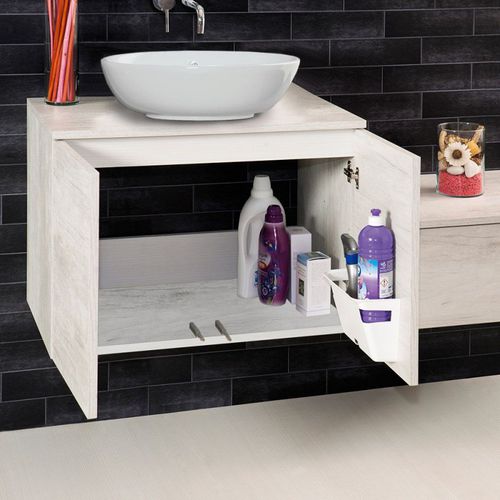Mobile da bagno contemporaneo - UNIKA-SOSPESO-60-OLMO-BIANCO - LMC srl - in legno / da parete