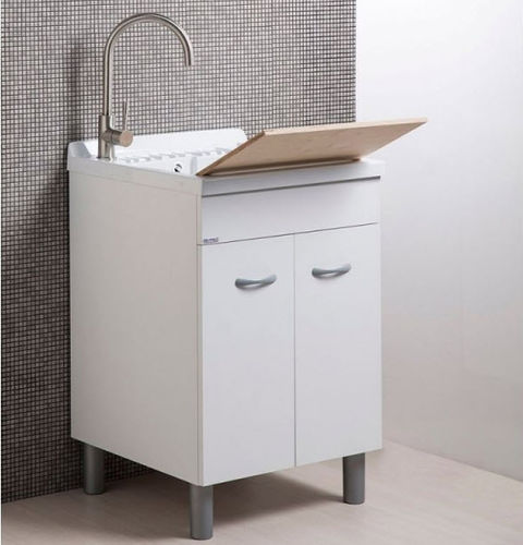 Lavabo per lavanderia autoportante - UNIKA-ABS-60-TAVOLA - LMC srl - impiallacciato in legno