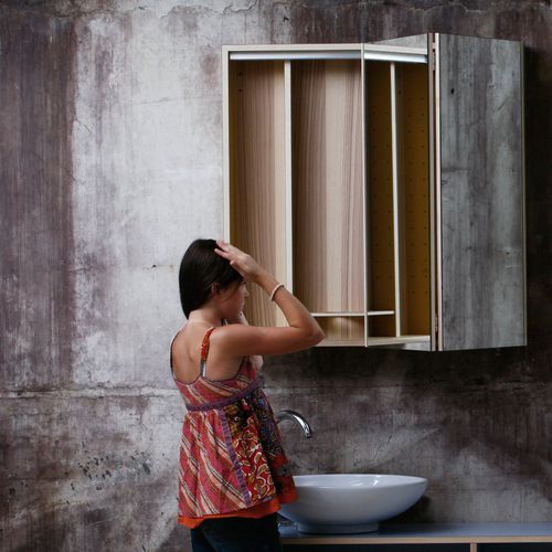 Mobile da bagno con specchio - M1500 - MINT Furniture - contemporaneo / per uso residenziale / in rovere
