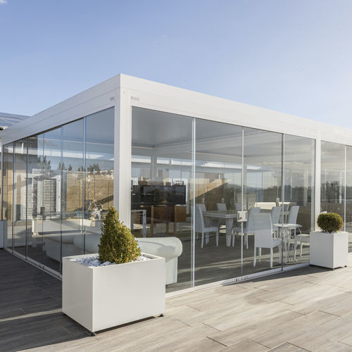 Pergola autoportante - Delta Overlap - in alluminio / in vetro / a lamelle orientabili