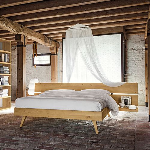 Letto matrimoniale - MAESTRALE M07 - Scandola - contemporaneo / con testiera / con comodini