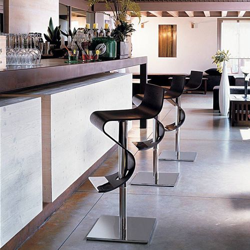 Sgabello da bar contemporaneo - MADRAS - EsseDesign - in legno compensato / con supporto in acciaio / con base centrale