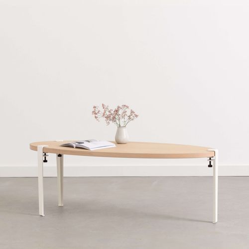 Tavolino basso design originale - SURF  - TIPTOE - in rovere / con supporto in acciaio termolaccato / ellittico