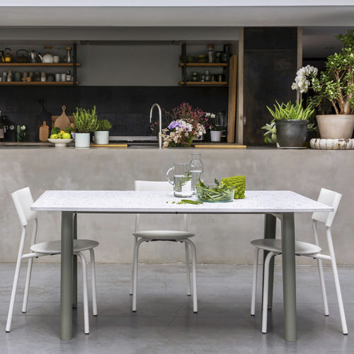 Tavolo da pranzo contemporaneo - MODERN - TIPTOE - in plastica riciclata / con supporto in acciaio / rettangolare