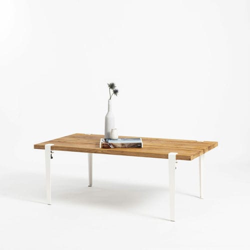 Tavolino basso contemporaneo - SANTIAGO  - TIPTOE - in rovere / con supporto in acciaio termolaccato / rettangolare