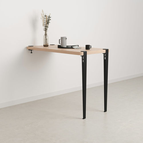 Tavolo alto contemporaneo - TIPTOE - in rovere / con supporto in acciaio termolaccato / rettangolare