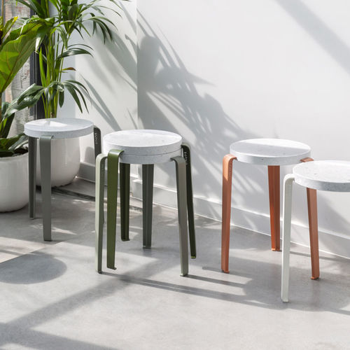 Sgabello contemporaneo - LOU VENEZIA - TIPTOE - in plastica / in materiale riciclato / con supporto in acciaio verniciato a polvere
