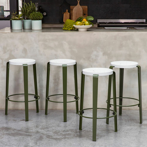 Sgabello da bar contemporaneo - MI LOU VENEZIA - TIPTOE - in plastica / in materiale riciclato / con supporto in acciaio verniciato a polvere