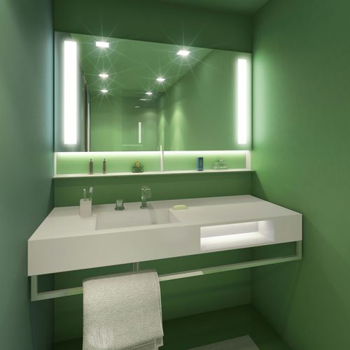Mobile lavabo sospeso - AMOS DESIGN - in Corian® / contemporaneo / con specchio luminoso
