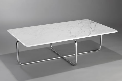 Tavolino basso contemporaneo - LUDWIG - AMOS DESIGN - in marmo / con supporto in acciaio / rettangolare