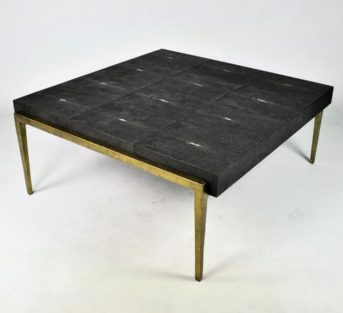 Tavolino basso contemporaneo - TB COF METEOR - GINGER BROWN - in galuchat / con supporto in metallo / rettangolare
