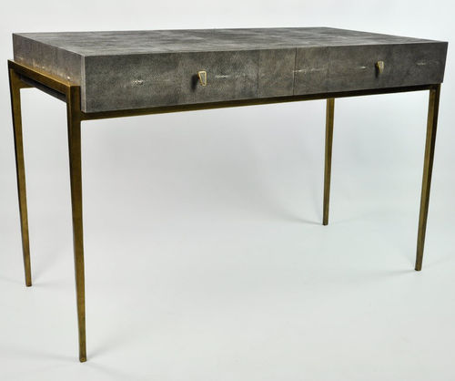 Scrivania contemporanea - METEOR - GINGER BROWN - in metallo / in galuchat / con contenitore