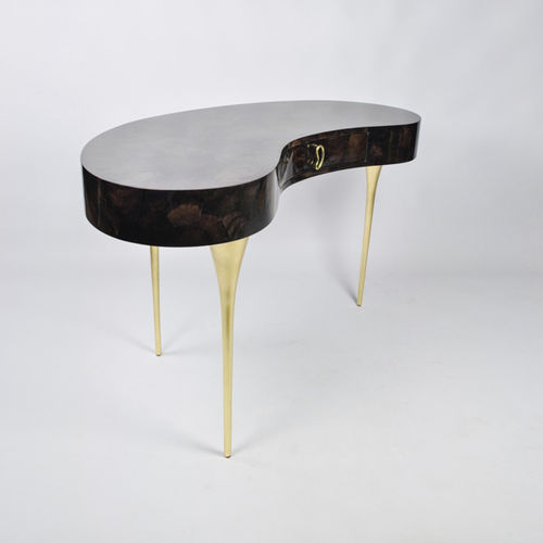 Scrivania contemporanea - BEAN  - GINGER BROWN - in legno / con contenitore / con 3 piedi
