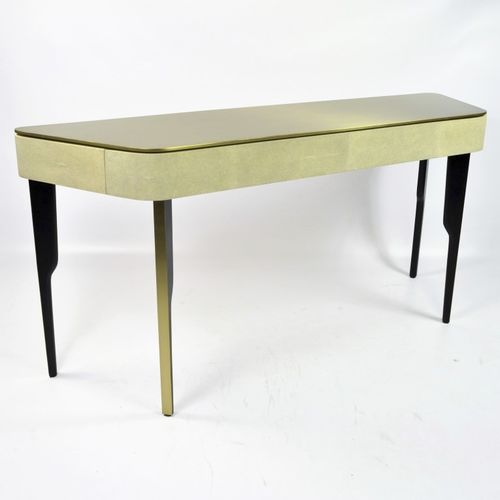 Consolle contemporanea - CS VELA - GINGER BROWN - in legno / in ottone spazzolato / in galuchat