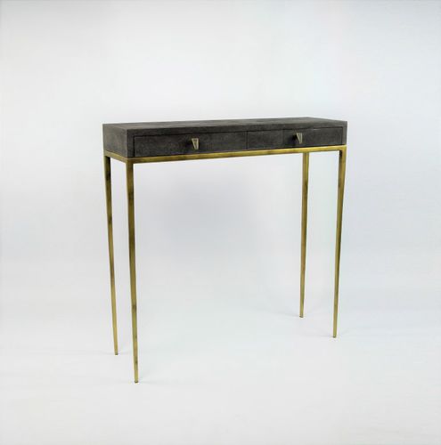 Consolle contemporanea - CS419 ST/BR - GINGER BROWN - in galuchat / con supporto in metallo / rettangolare