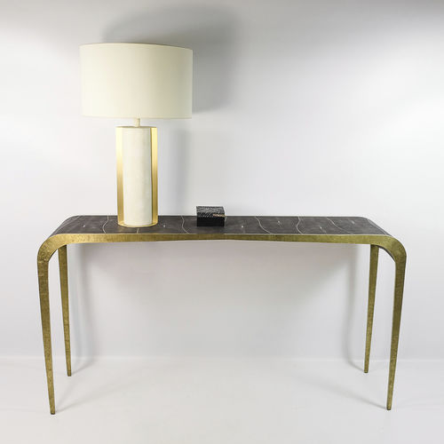 Consolle contemporanea - CS FLUCTUS - GINGER BROWN - in galuchat / con supporto in ottone / rettangolare