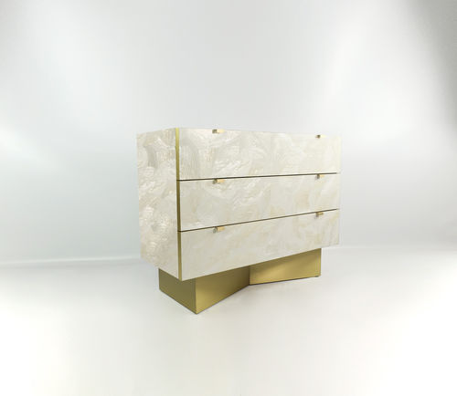 Cassettone contemporaneo - CH APODIS KBB - GINGER BROWN - in ottone spazzolato / in conchiglie / su misura