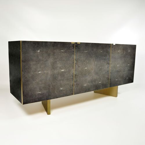 Credenza contemporanea - CB CELESTE LV/ST - GINGER BROWN - in ottone spazzolato / in pietra lavica / in galuchat