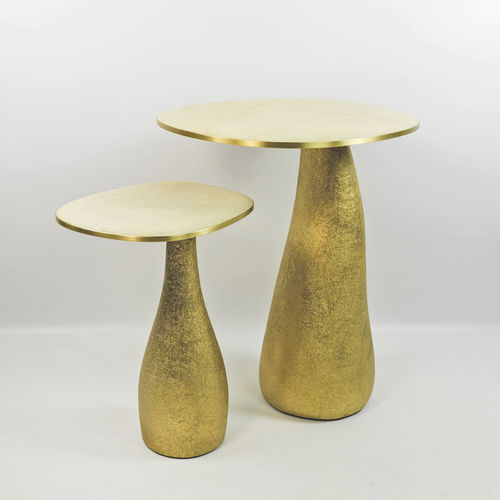 Tavolo d'appoggio design organico - TB OVOID ST - GINGER BROWN - in ottone spazzolato / in galuchat / con base in fibra di vetro