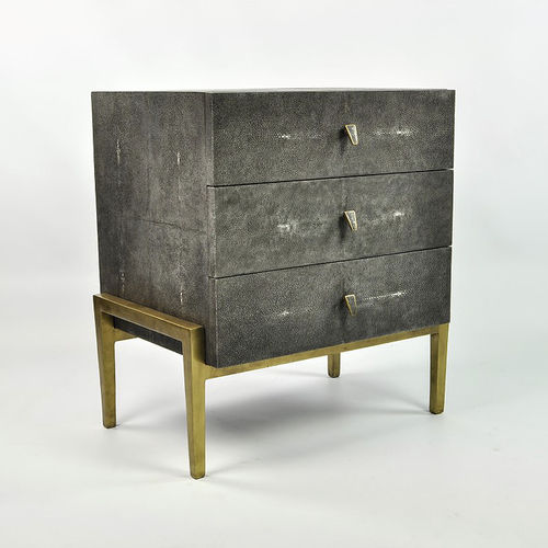 Comodino contemporaneo - BS METEOR - GINGER BROWN - in galuchat / con supporto in metallo / rettangolare