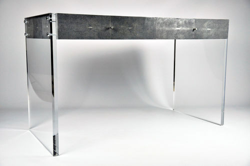 Scrivania contemporanea - D807ST/PL - GINGER BROWN - in galuchat / in Plexiglas® / con contenitore