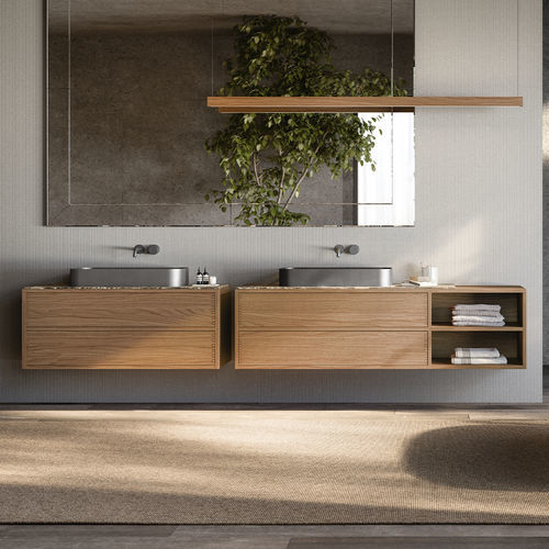 Mobile lavabo doppio - WOOD IN - Boffi - sospeso / in legno / in marmo