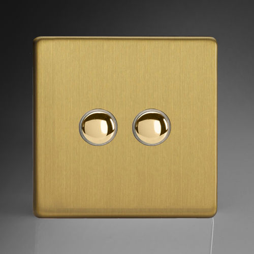 Interruttore con interruttore a pulsante - LTB-PS2 - ALSO & CO - ad incasso / doppio / in ottone spazzolato
