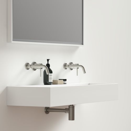 Lavabo sospeso - THINN - Lusso Stone - in pietra calcarea / ghisa minerale / doppio