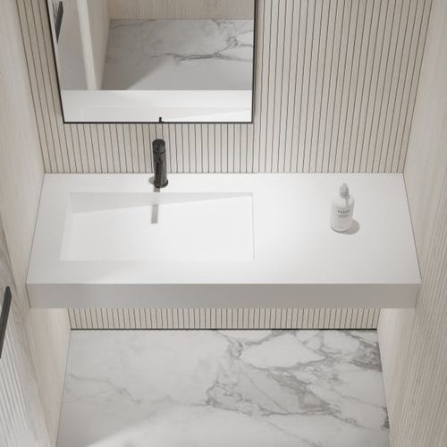Lavabo sospeso - SLOPE - Lusso Stone - ghisa minerale / rettangolare / contemporaneo