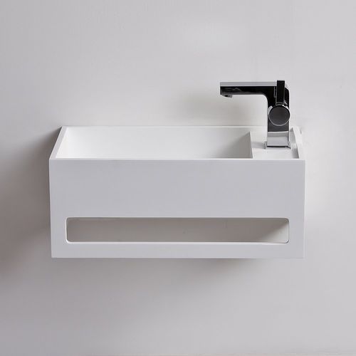 Lavabo sospeso - ART - Lusso Stone - ghisa minerale / con portasalviette integrato / rettangolare