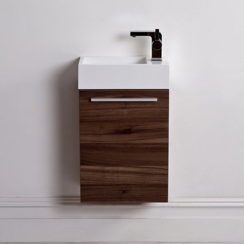 Mobile lavabo sospeso - QUARTET MINI - Lusso Stone - in noce / in cromo / ghisa minerale