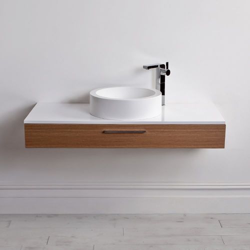 Mobile lavabo sospeso - EDGE SLIM - Lusso Stone - in legno / in cromo / ghisa minerale