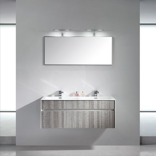 Mobile lavabo doppio - ENCORE - Lusso Stone - sospeso / in frassino / in cromo