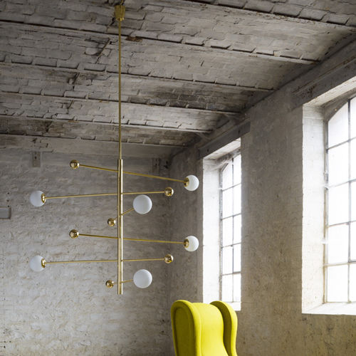 Lampadario contemporaneo - 08 VERSION 01 - MAGIC CIRCUS EDITION - in vetro soffiato / in ottone lucidato / LED