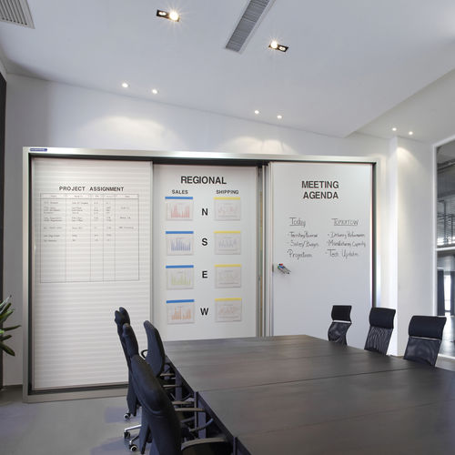 Tabellone multiplo - TRACKWALL—Sliding Whiteboard Panels - Magnatag Visible Systems - magnetico / cancellabile / da parete