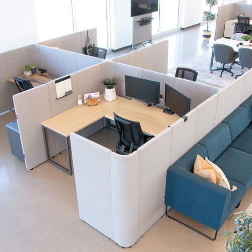 Divisorio per ufficio a pavimento - QUICKFLEX CUBES™ - VARIDESK - in feltro / modulare / di protezione