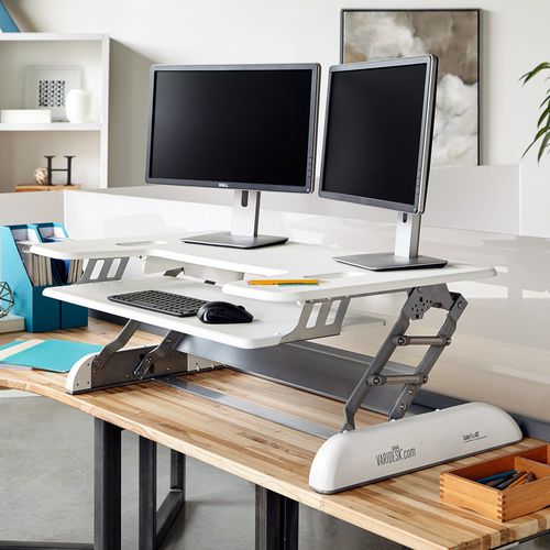 Scrivania contemporanea - CUBE PLUS 40™ WHITE - VARIDESK - in metallo / ad altezza regolabile / contract