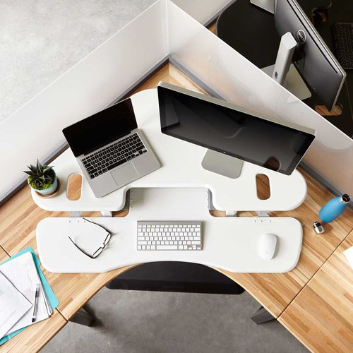 Scrivania contemporanea - CUBE CORNER 48™ WHITE - VARIDESK - in metallo / d'angolo / ad altezza regolabile