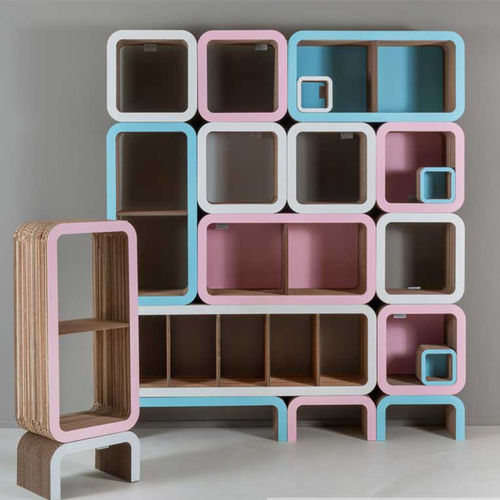 Scaffale modulare - MORETTO - Lessmore - design originale / in cartone / bianco