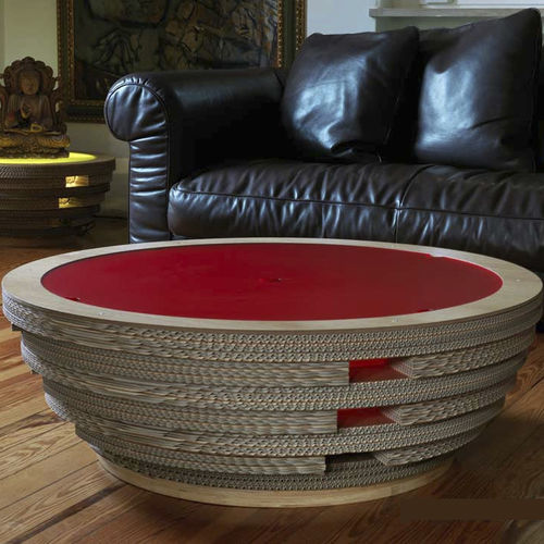 Tavolino basso design originale - TAPPO-XL - Lessmore - in bambù / in cartone / con supporto in bambù