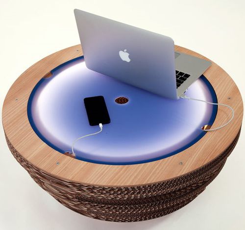 Tavolino basso design originale - TAPPO - Lessmore - in bambù / in cartone / con supporto in bambù