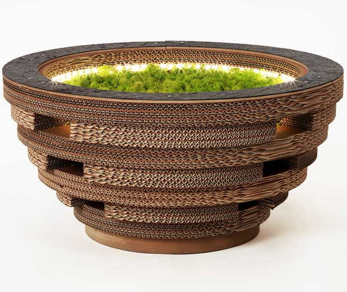 Tavolino basso design originale - TAPPO  - Lessmore - in cartone / con base in cartone / rotondo