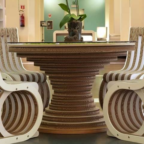 Tavolo da pranzo design originale - CLESSIDRA - Lessmore - in vetro / in metacrilato / con supporto in MDF