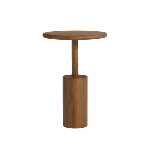 Tavolo d'appoggio in legno massiccio - FABER - take me HOME. - in rovere / con supporto in legno / rotondo
