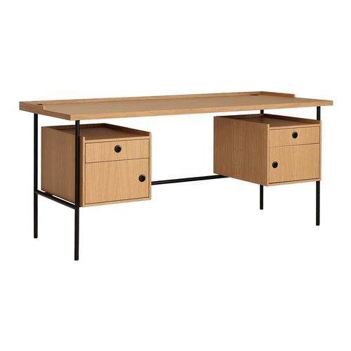 Scrivania da terra - MARCEL - take me HOME. - design Bauhaus / in acciaio con rivestimento a polvere / impiallacciata in legno