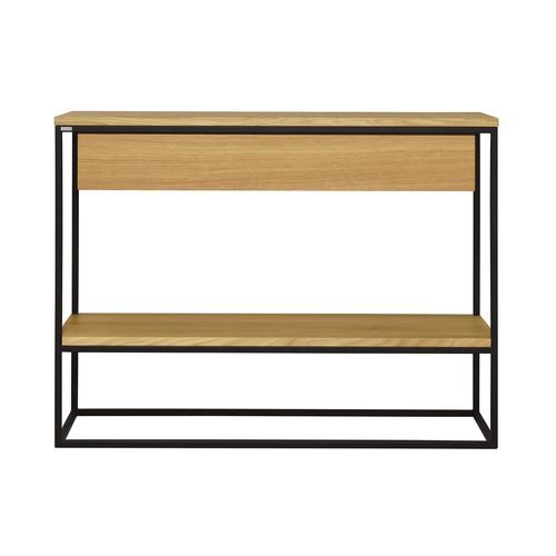 Tavolo d'appoggio contemporaneo - SKINNY - take me HOME. - in acciaio con rivestimento a polvere / in rovere / con supporto in acciaio termolaccato