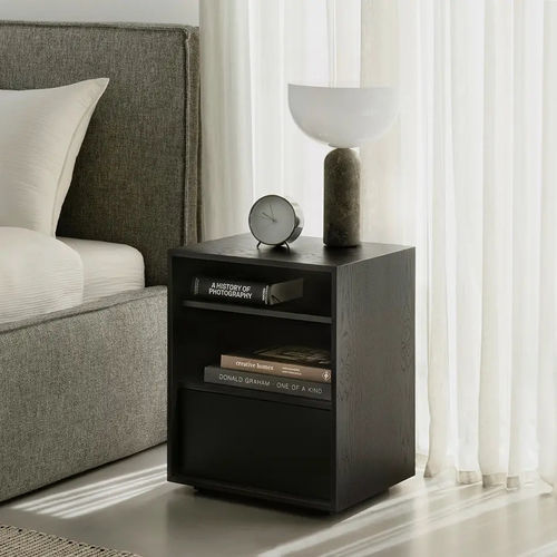 Comodino design scandinavo - 02-027 - take me HOME. - in metallo / impiallacciato in legno / in legno massiccio