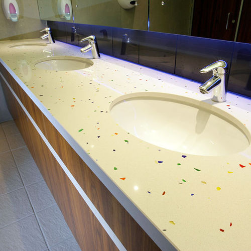 Piano lavabo in quarzo composito - DOMUS - Washroom Washroom Limited - ad uso professionale