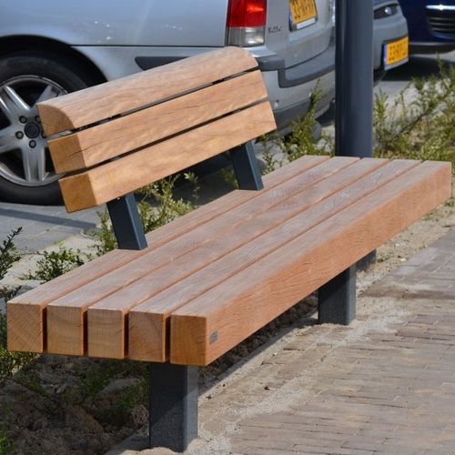 Panca per spazi pubblici contemporanea - MODULO-CONFORT B - CROSO FRANCE - in legno esotico / in acciaio galvanizzato / con schienale